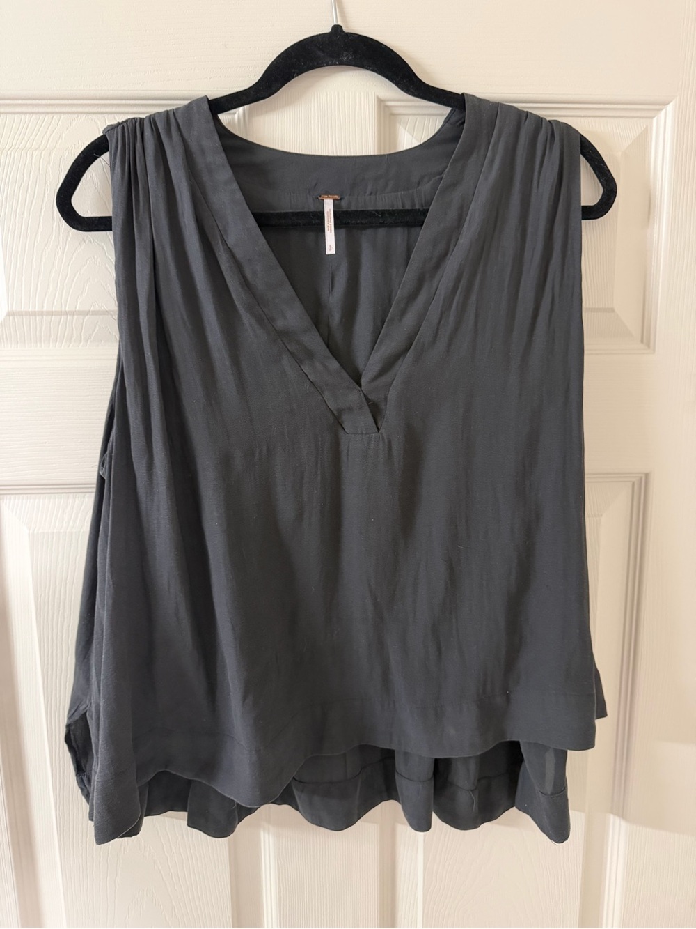 Free People Washed Charcoal Gray V-Neck Sleeveless Camisole